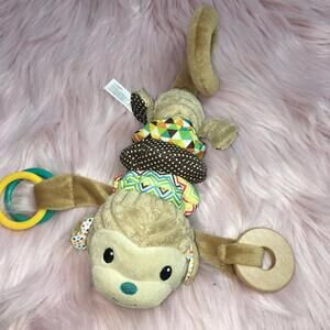 Infantino Go GaGa Monkey Rattle Plush Wood Toy